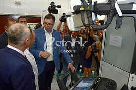  president of Serbia Aleksandar Vucic visiting the children's clinic in Tirsova Street