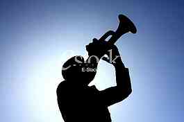 silhouette of the monument in Guca trumpet