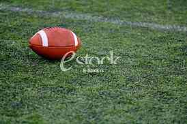 Rugby ball at green grass american foodball