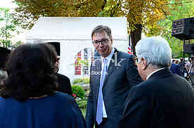 US ambassador Kyle Scott with his  guests to the celebration of Independence Day In the American residence