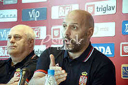 Aleksandar Djordjevic selector and coach of basketball team of Serbia at a press conference at the Basketball Federation of Serbia, Belgrade