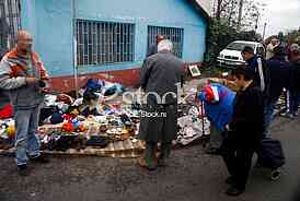 The flea market, open market, street Prvomajska, Zemun, illegal flea market, selling all kinds of things, old things, used thing