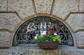 beauty geranium outdoor Flower box in window