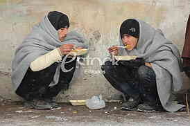 Migrants in Belgrade during winter