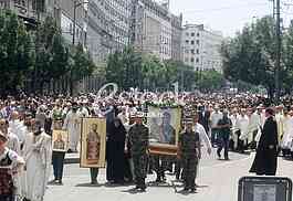 Ortodox church procession Belgrade Spasovdan