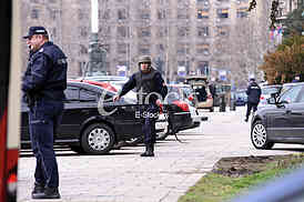 Bomb in front of the assembly.