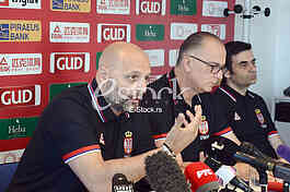 Aleksandar Djordjevic selector and coach of basketball team of Serbia at a press conference at the Basketball Federation of Serbia, Belgrade